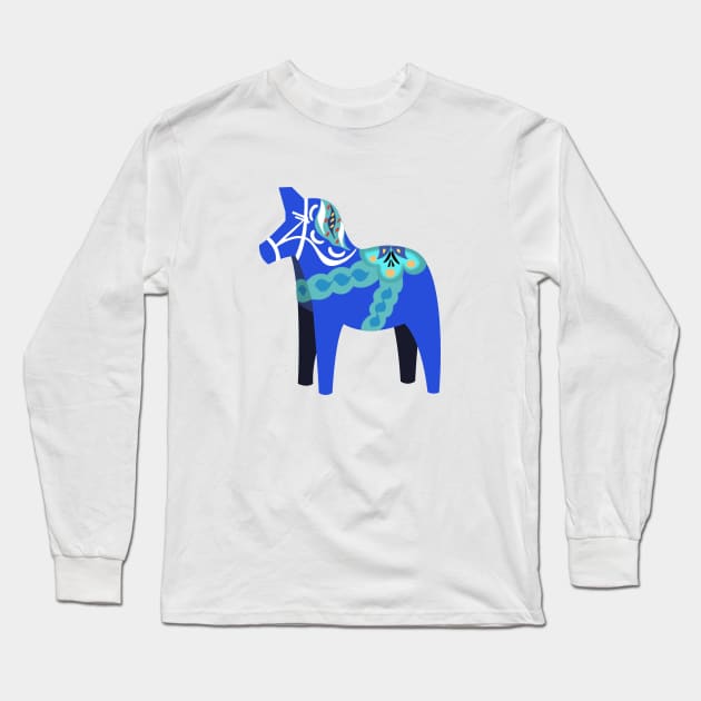 Blue Dala Horse Long Sleeve T-Shirt by CTstudio